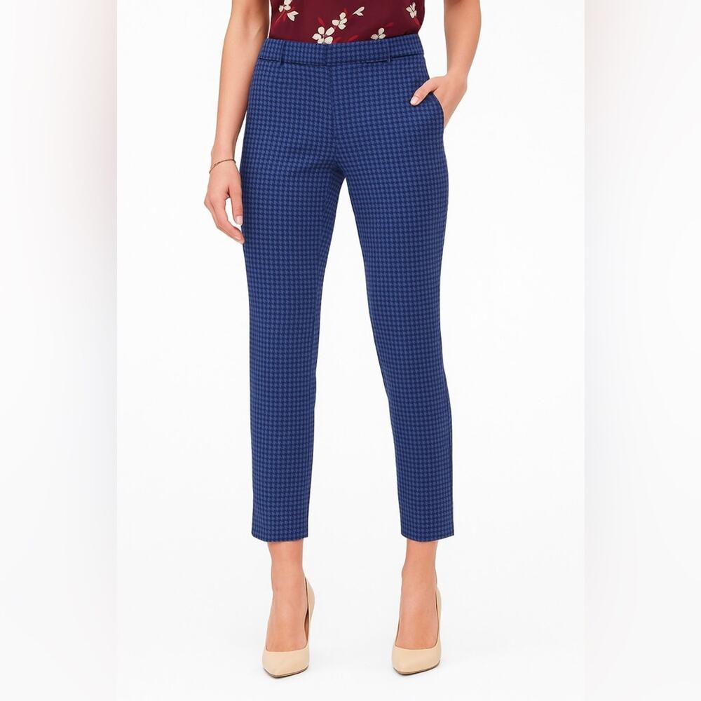 Banana Republic Pants Size 4 Blue Houndstooth Sloan Work/Office